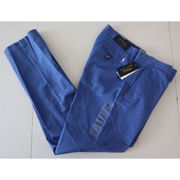 Polo Ralph Lauren Men Sz 32x32 Blue Stretch Straight Fit Washed Chino Pants - Picture 9 of 13